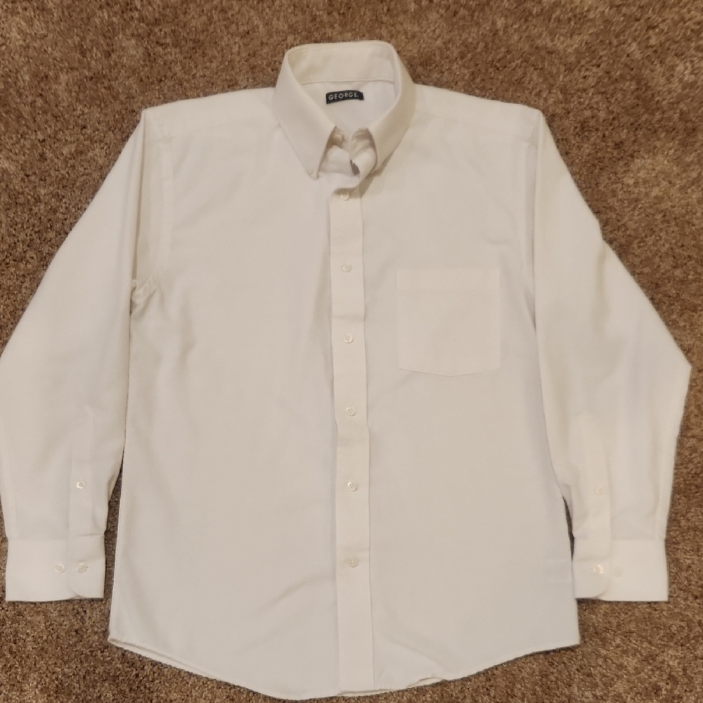 Men's George White Dress Shirt, Size S